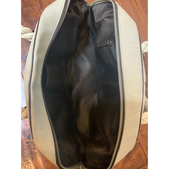 Saint Laurent Tan Canvas Twisted Rope Handle Satchel Purse Bag - Picture 10 of 12